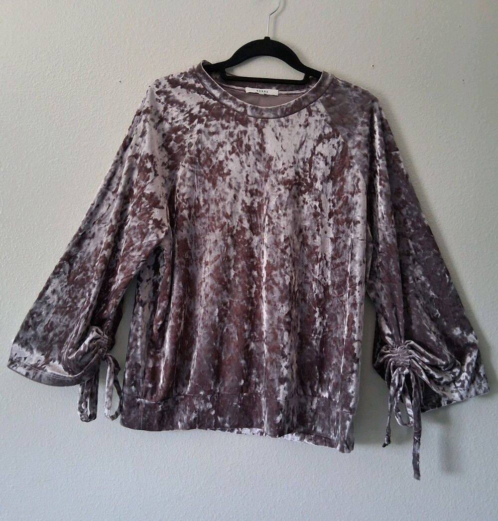 RO & DE Velvet Burnout Bell Sleeve Top Boho Whimsigoth Holiday Sz M